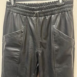 NWOT Leather Joggers, medium, black